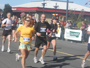 Victoria Marathon - about to cross the line